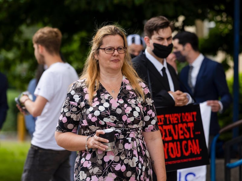Protesters from the Climate Change activist group Extinction Rebellion demonstrated outside Northampton Magistrates' Court today (Thursday, June 17) in support of 'The Barclaycard Six'. Photo: Leila Coker