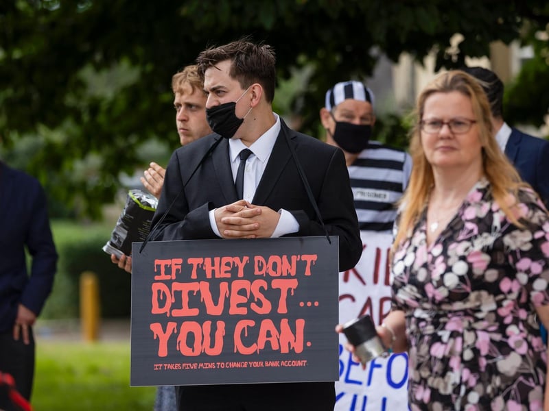 Climate Change activist group Extinction Rebellion protesters demonstrated outside Northampton Magistrates' Court today (Thursday, June 17) in support of 'The Barclaycard Six'. Photo: Leila Coker