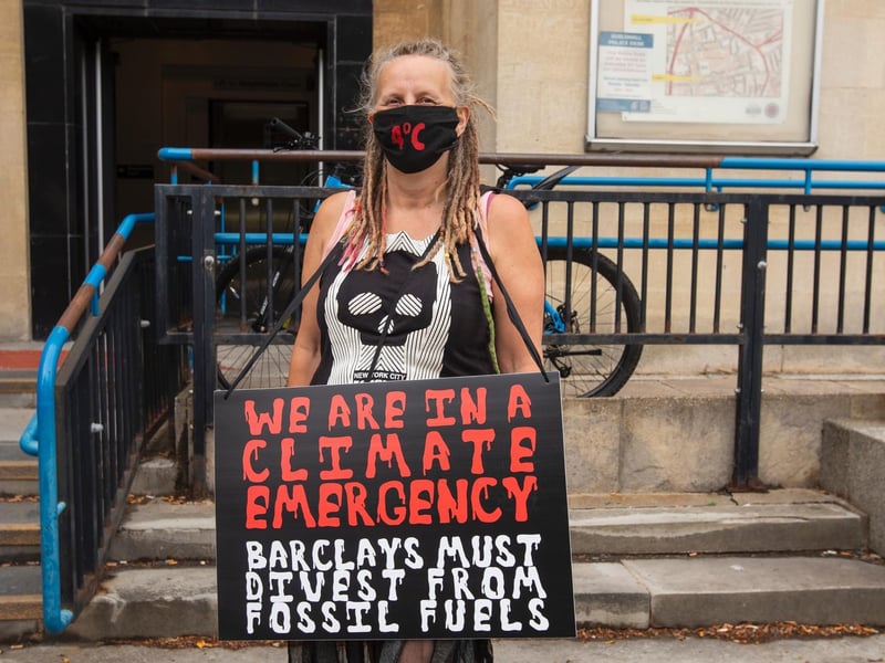 Protesters from the Climate Change activist group Extinction Rebellion demonstrated outside Northampton Magistrates' Court today (Thursday, June 17) in support of 'The Barclaycard Six'. Photo: Leila Coker