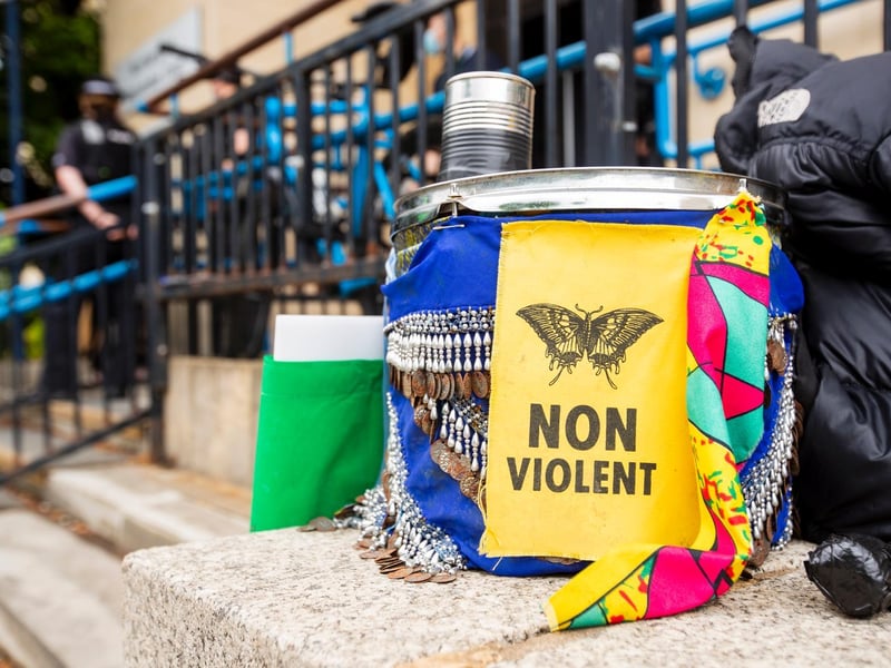 Protesters from the Climate Change activist group Extinction Rebellion demonstrated outside Northampton Magistrates' Court today (Thursday, June 17) in support of 'The Barclaycard Six'. Photo: Leila Coker