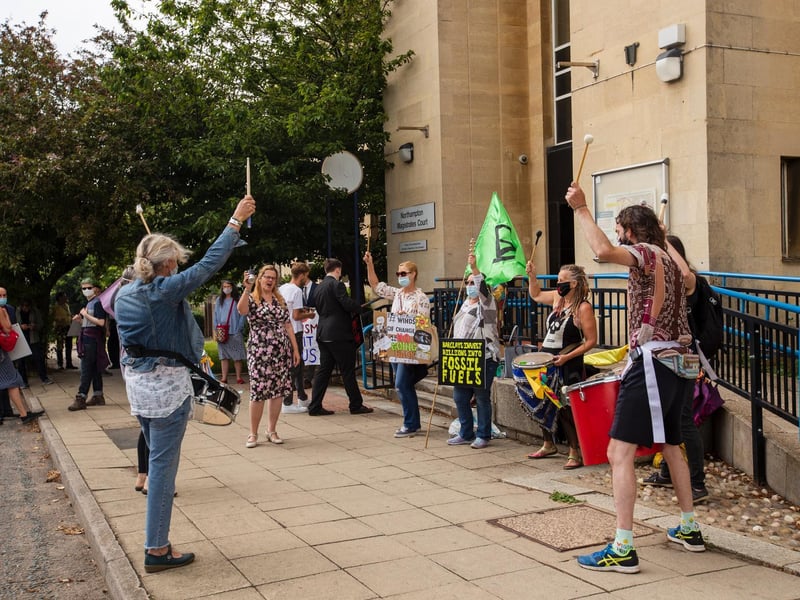 Protesters from the Climate Change activist group Extinction Rebellion demonstrated outside Northampton Magistrates' Court today (Thursday, June 17) in support of 'The Barclaycard Six'. Photo: Leila Coker
