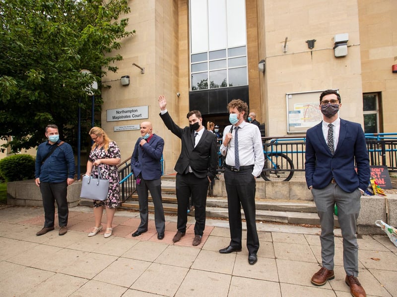 Protesters from the Climate Change activist group Extinction Rebellion demonstrated outside Northampton Magistrates' Court today (Thursday, June 17) in support of 'The Barclaycard Six'. Photo: Leila Coker