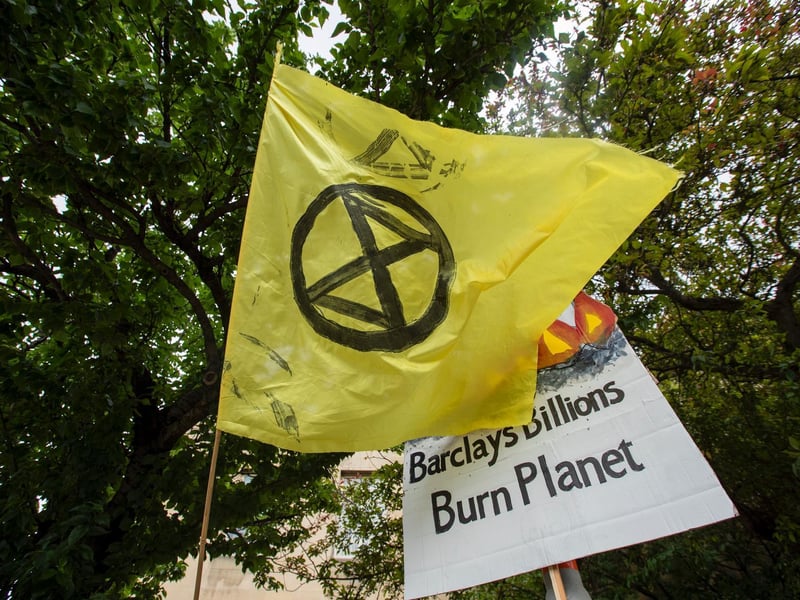 Protesters from the Climate Change activist group Extinction Rebellion demonstrated outside Northampton Magistrates' Court today (Thursday, June 17) in support of 'The Barclaycard Six'. Photo: Leila Coker