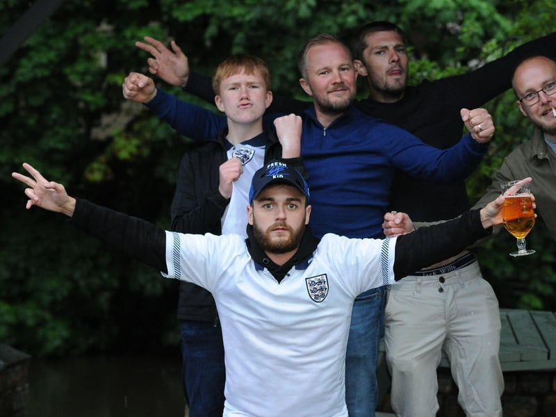 Engalnd fans watching a tense match with Scotland at the Stage in Deeping.
