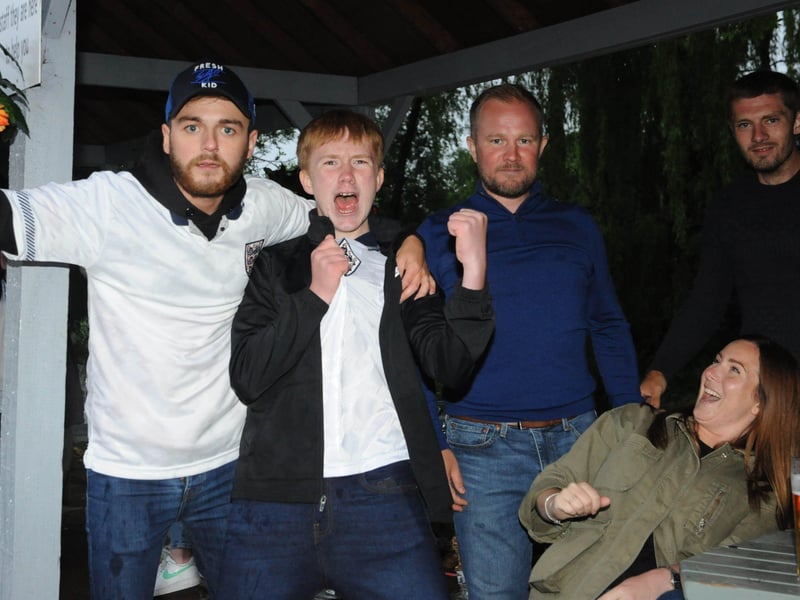 Engalnd fans watching a tense match with Scotland at the Stage in Deeping.