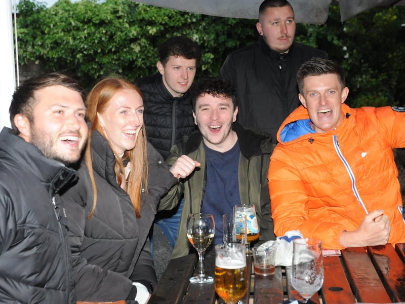 Engalnd fans watching a tense match with Scotland at the Stage in Deeping.