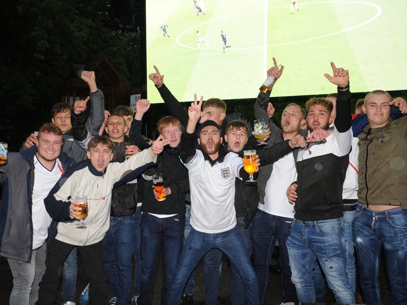 Engalnd fans watching a tense match with Scotland at the Stage in Deeping.