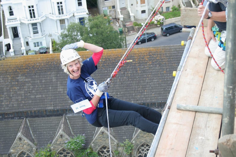 Jenny abseiling down Ocean House for St Michaels Hospice in St Leonard’s.
20/07/08
