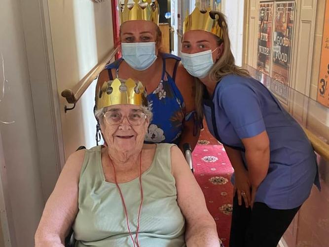 Doreen Wheat is queen, pictured with her subjects - lifestyle coordinator Gill Jackson and Brodie O’Brien