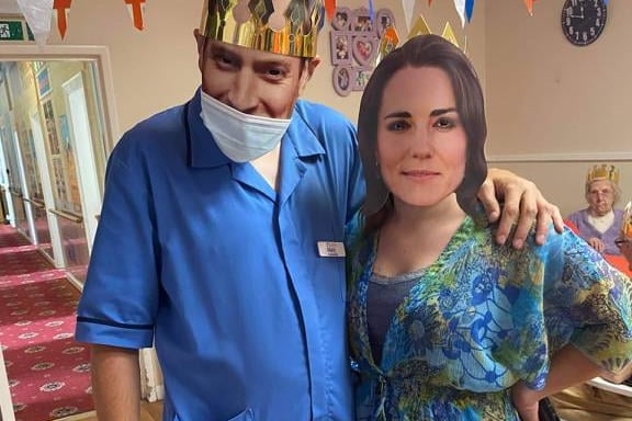 Team members Cheryl Curtis and Mark H as the Duke and Duchess of Cambridge for the day.