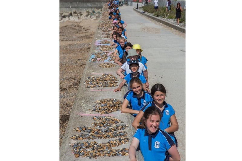 The Roedean pupils each created their own personal memorial with pebbles and chalk