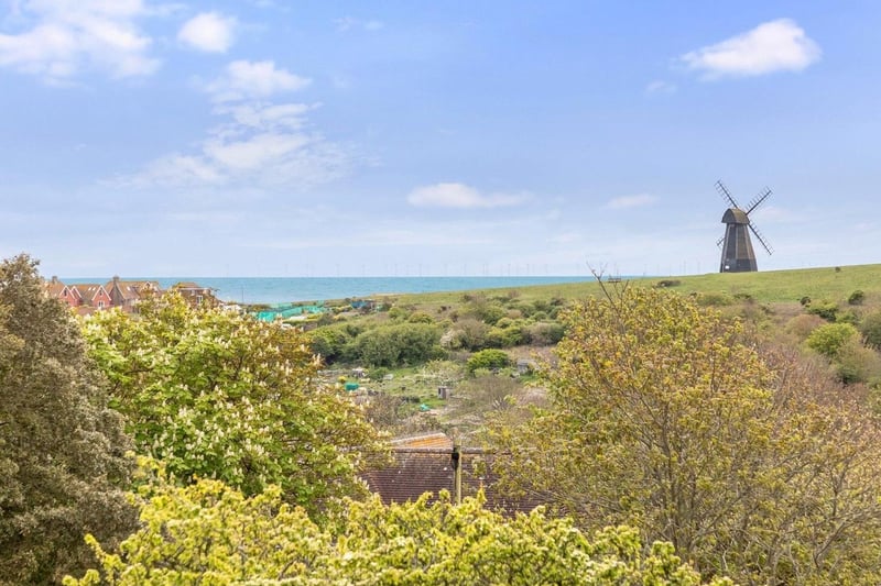 The property has Downland and distant sea views