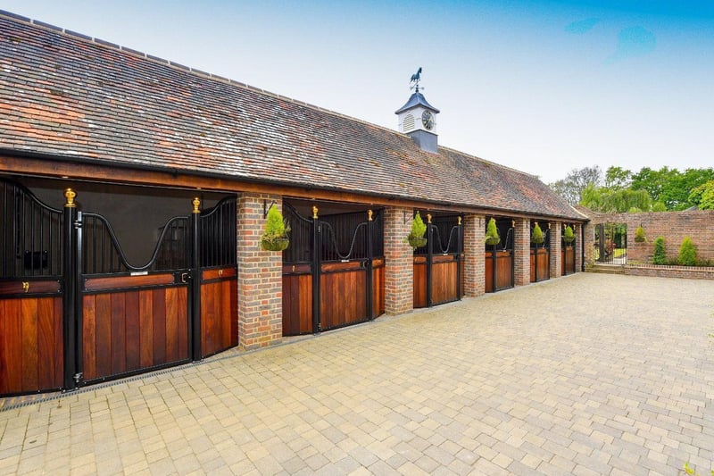 The Stable Block has Nine Loddon Stables, two oak stables, heated rug room, laundry room, bathroom, horse washdown bay with hot and cold water