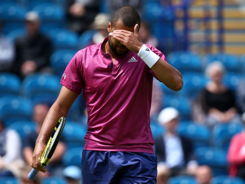 Jo-Wilfried Tsonga in action on day four of the Viking International tennis tournament at Devonshire Park, Eastbourne / Picture - Charlie Crowhurst, Getty
