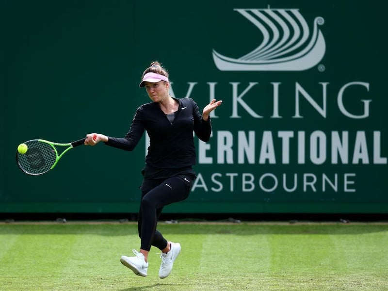 Elina Svitolina on court on day four of the Viking International tennis tournament at Devonshire Park, Eastbourne / Picture - Charlie Crowhurst, Getty