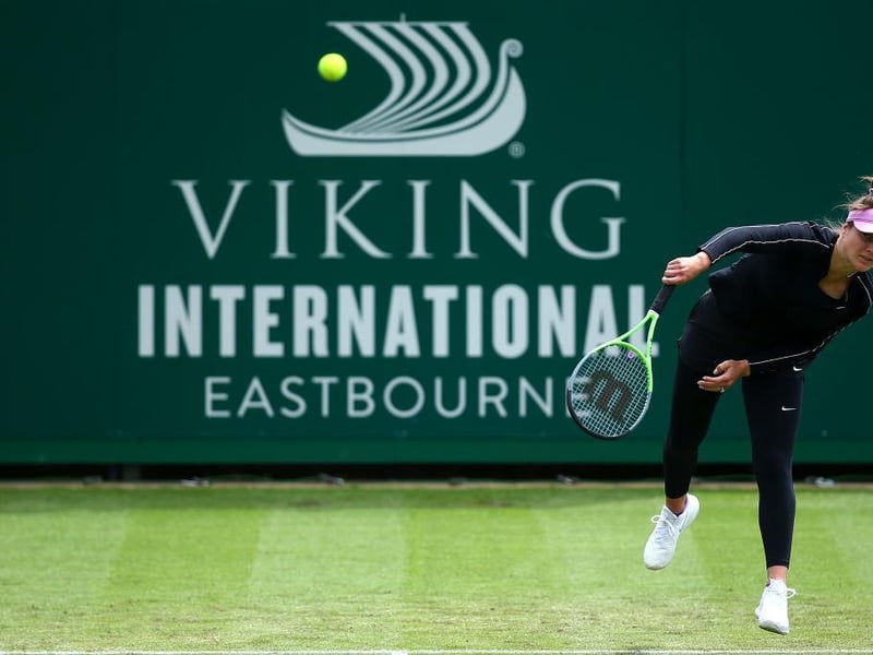Elina Svitolina on court on day four of the Viking International tennis tournament at Devonshire Park, Eastbourne / Picture - Charlie Crowhurst, Getty