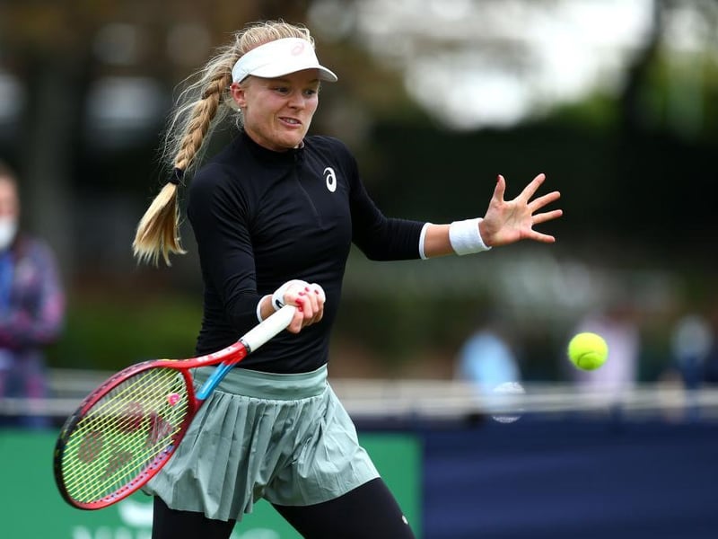 Harriet Dart plays a shot on day four of the Viking International tennis tournament at Devonshire Park, Eastbourne / Picture - Charlie Crowhurst, Getty