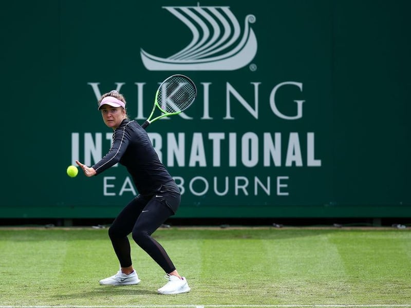 Elina Svitolina on court on day four of the Viking International tennis tournament at Devonshire Park, Eastbourne / Picture - Charlie Crowhurst, Getty