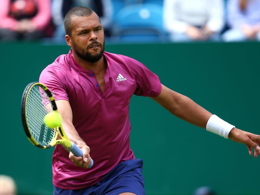Jo-Wilfried Tsonga in action on day four of the Viking International tennis tournament at Devonshire Park, Eastbourne / Picture - Charlie Crowhurst, Getty