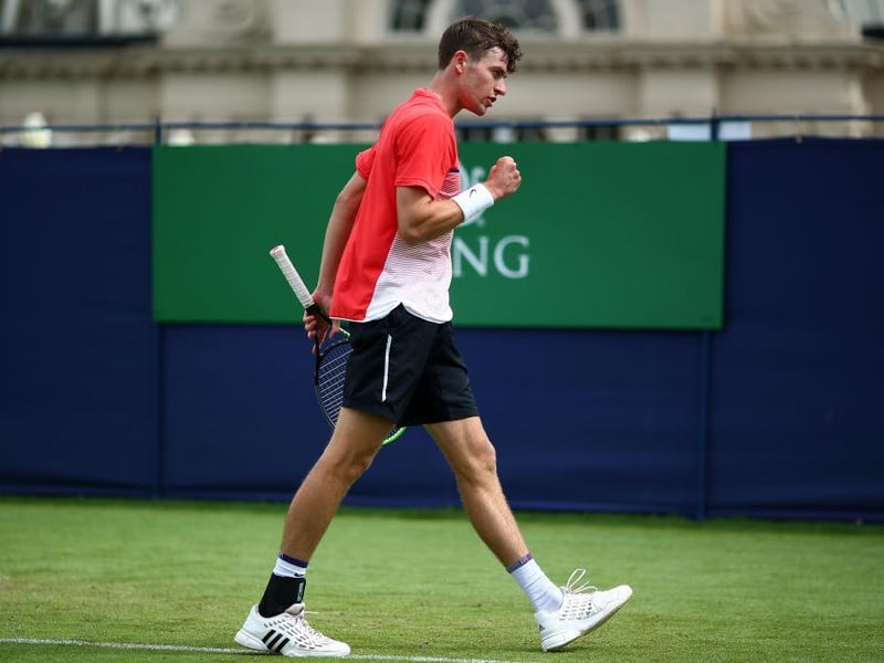 Alastair Gray on court on day four of the Viking International tennis tournament at Devonshire Park, Eastbourne / Picture - Charlie Crowhurst, Getty