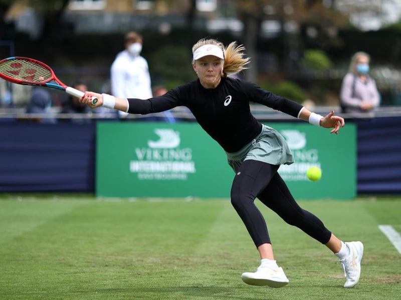 Harriet Dart plays a shot on day four of the Viking International tennis tournament at Devonshire Park, Eastbourne / Picture - Charlie Crowhurst, Getty