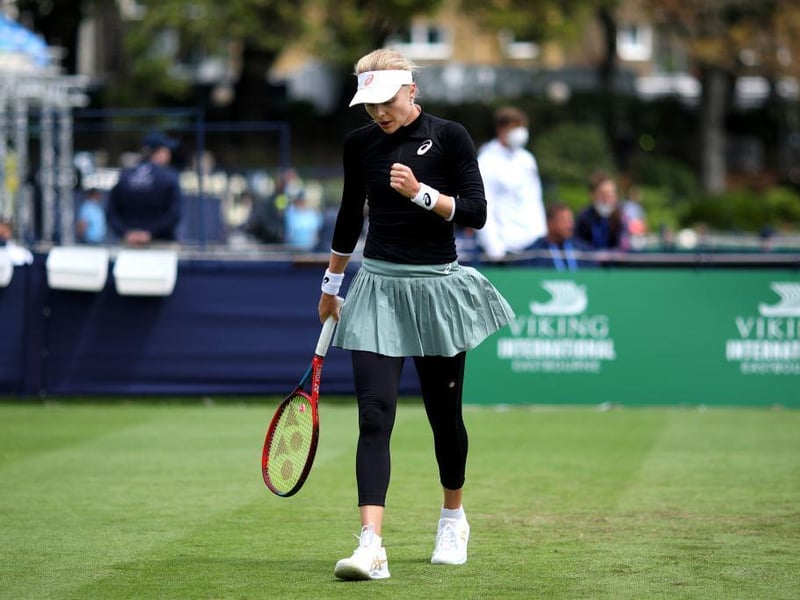 Harriet Dart in action on day four of the Viking International tennis tournament at Devonshire Park, Eastbourne / Picture - Charlie Crowhurst, Getty
