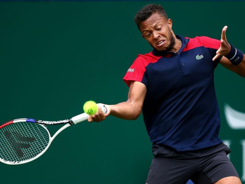 Jay Clarke plays a shot on day four of the Viking International tennis tournament at Devonshire Park, Eastbourne / Picture - Charlie Crowhurst, Getty