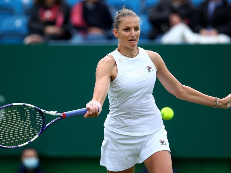 Karolina Pliskova in action on day four of the Viking International tennis tournament at Devonshire Park, Eastbourne / Picture - Charlie Crowhurst, Getty