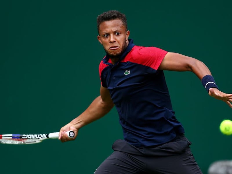 Jay Clarke plays a shot on day four of the Viking International tennis tournament at Devonshire Park, Eastbourne / Picture - Charlie Crowhurst, Getty