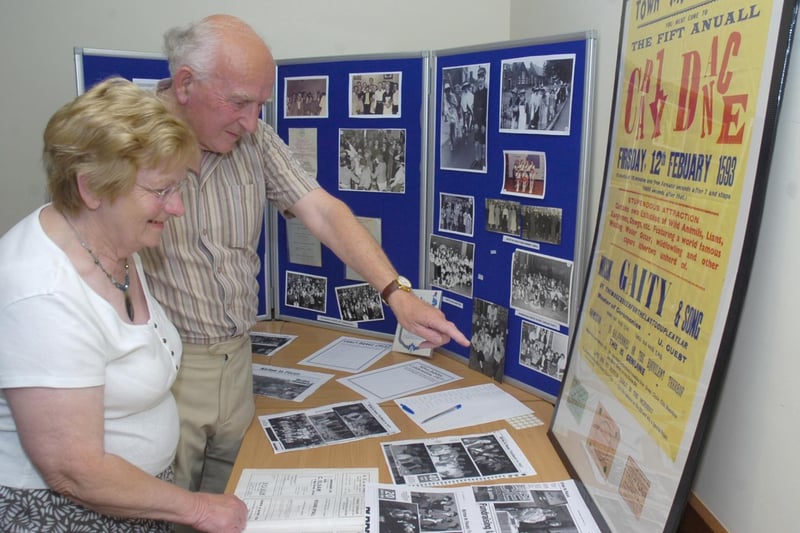 John and Sheila Watson looking at some of the memorabilia on display.