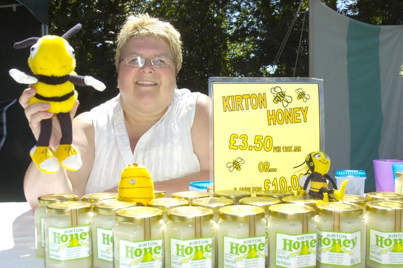 Lesley Lanfranco, of Kirton selling honey made by her bees.