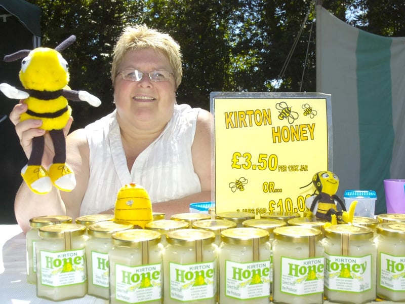 Lesley Lanfranco, of Kirton selling honey made by her bees.