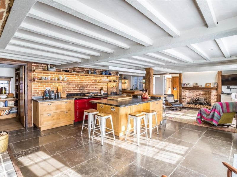 There's plenty of space for the family to gather in the large kitchen.
