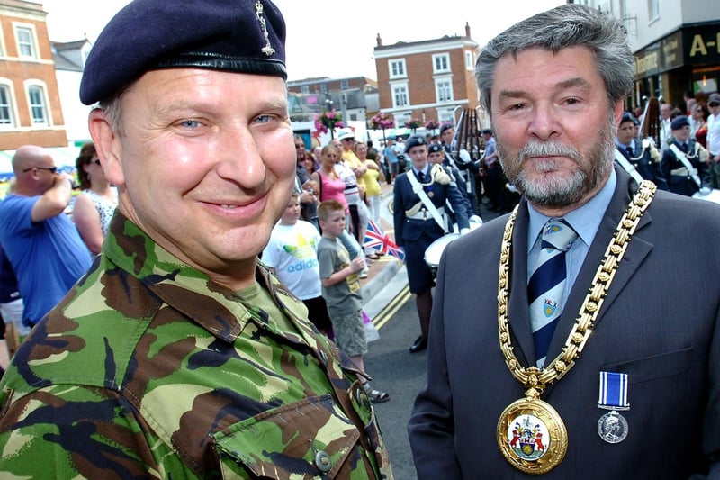 Parade marshal staff sargeant Mark Taylor with Banbury mayor Colin Clarke