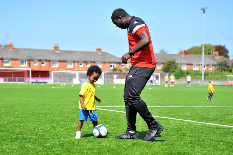 Pebbles Childcare and Magic Minders at Worthing Football Club, bringing Euro 2020 to life for the children. Picture: Steve Robards SR2106243