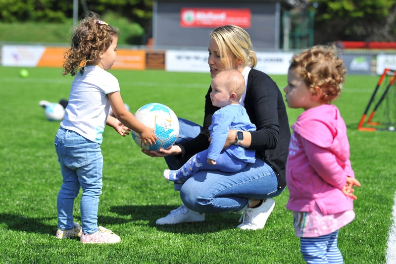 Pebbles Childcare and Magic Minders at Worthing Football Club, bringing Euro 2020 to life for the children. Picture: Steve Robards SR2106243