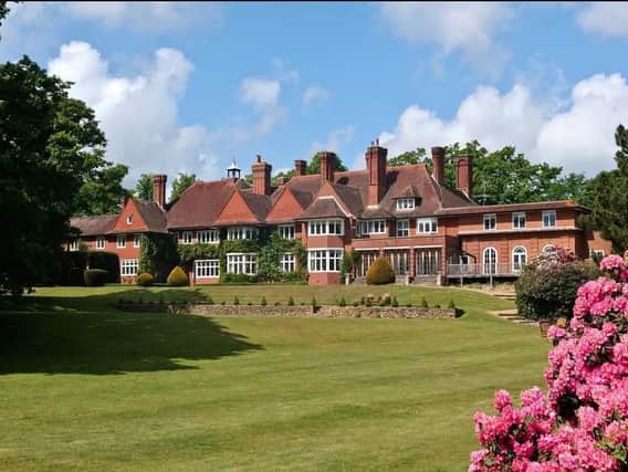 This Substantial Country House dating from 1900 was refurbished and extended in the 1930s and has many Art Deco features. 
It boasts a leisure complex with an indoor pool, as well as 85 acres of gardens with tennis courts and an outdoor pool.
The ten-bedroom home in Lock, Partridge Green, has a guide price of £5,750,000.