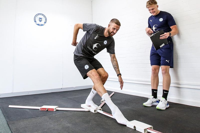 Mark Beevers takes part in a balance test