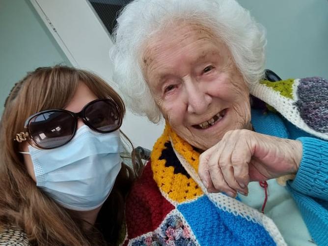 Care home coordinator Cheryl Curtis and Audrey Jenney.