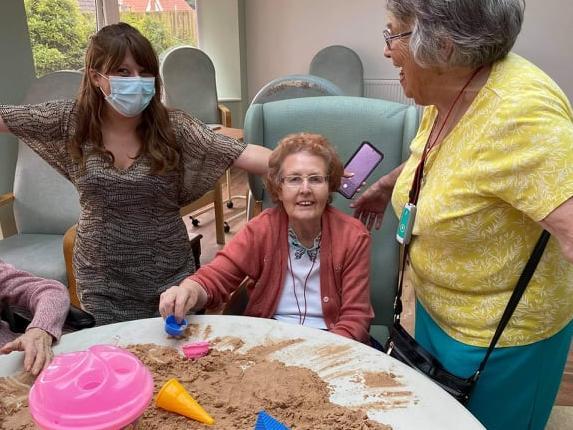 Care home coordinator Cheryl Curtis with Pat Blundell and Dylis Peacock.