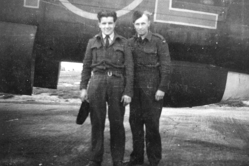 Fred Pearce (left) as a flight mechanic during the Second World  War.