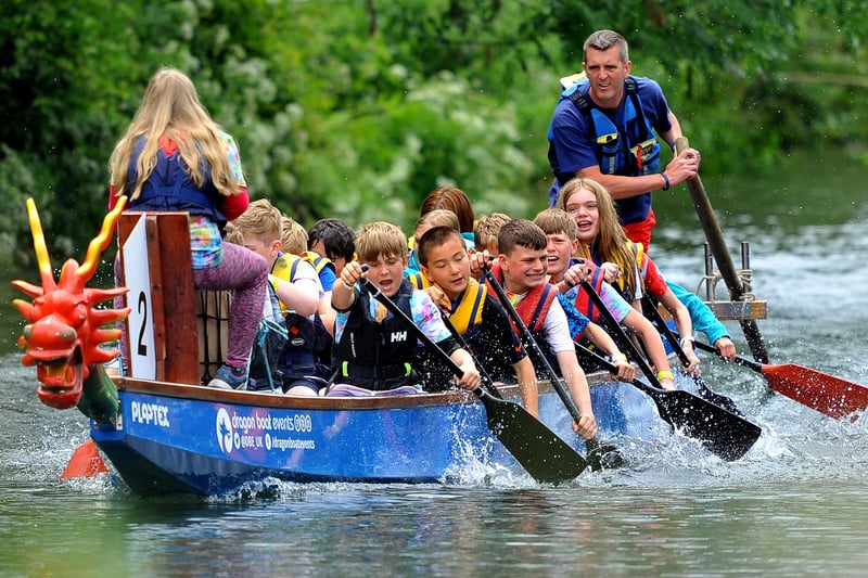 Determination from youngsters taking on the Chichester Dragon Boat Race in 2019