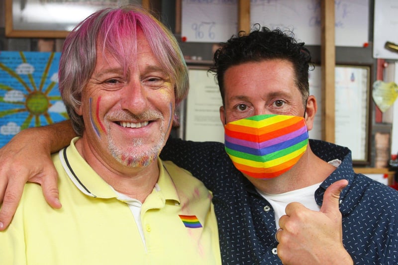 Gay pride Party- Grandad's Front Room, Bognor Regis. Danny Dawes, left and Stevie Jones-Reid. Photo by Derek Martin Photography.