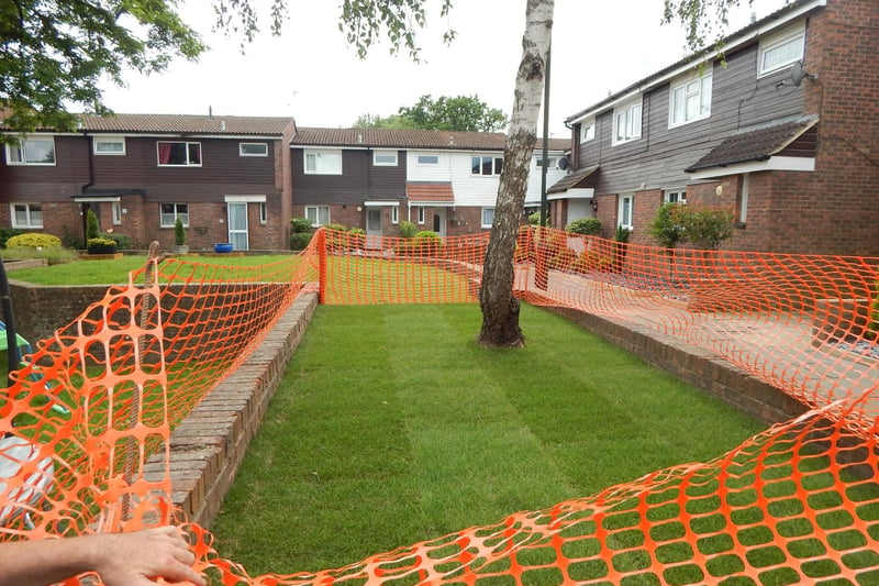 Some areas in Beale Court are still being worked on - including new grass in this area