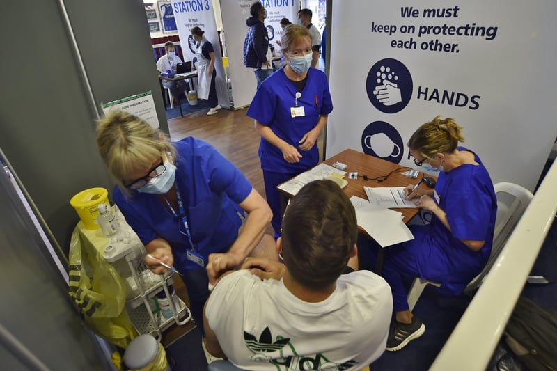 New vaccination centre opens at the Posh Ground Posh player Daniel  Gyollai EMN-210627-085721009