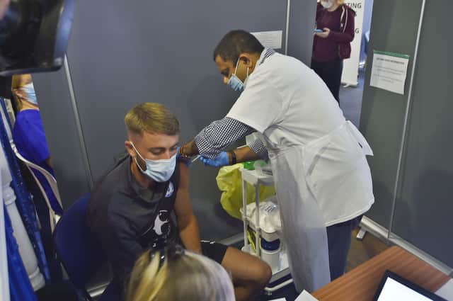 New vaccination centre opens at the Posh Ground Posh player Dan Butler EMN-210627-085732009
