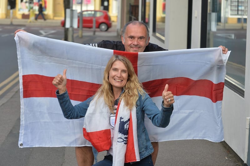 Sally and Nick Whatsize watched the game at home then decided to come into town and celebrate England's win.
