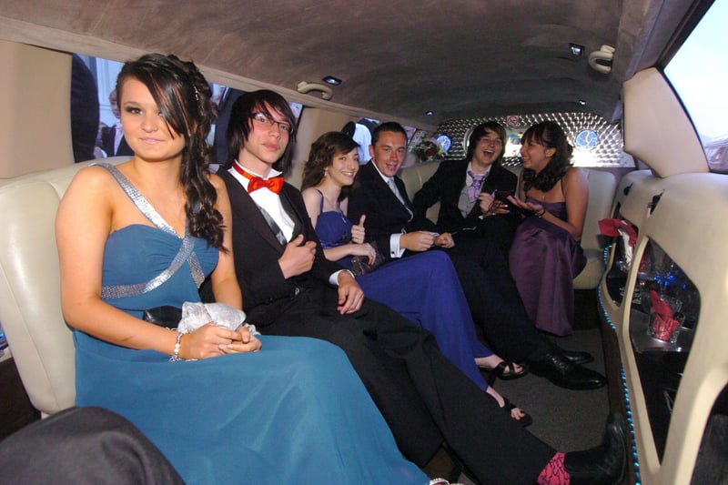 Friends arrive in a limousine