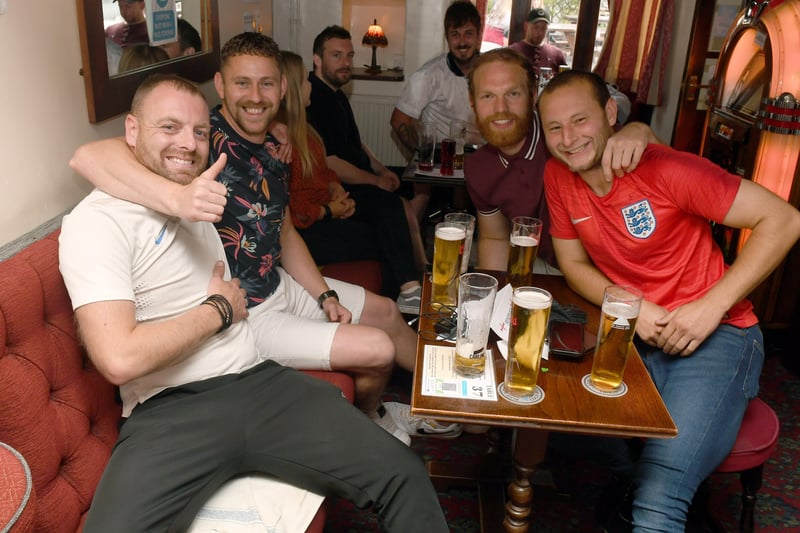 A day to remember. England fans watch their side beat Germany in Euro 2020 at the Shoulder of Mutton pub, Ruskington. EMN-210629-231205001