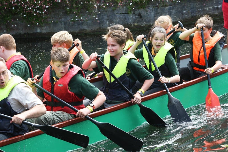 Youngsters taking on the Chichester Dragon Boat Race in 2017